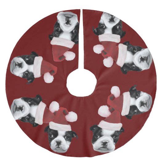 Weihnachtsboston-Terrier Polyester Weihnachtsbaumdecke (Vorderseite)