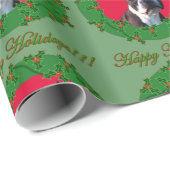 Weihnachtsboston-Terriergeschenk-Packpapier Geschenkpapier (Rolleneckpunkt)