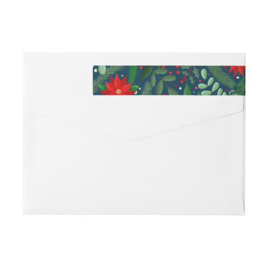 Weihnachtsbotanicals (auf blau) Rücksendeadresse (Rückseite)