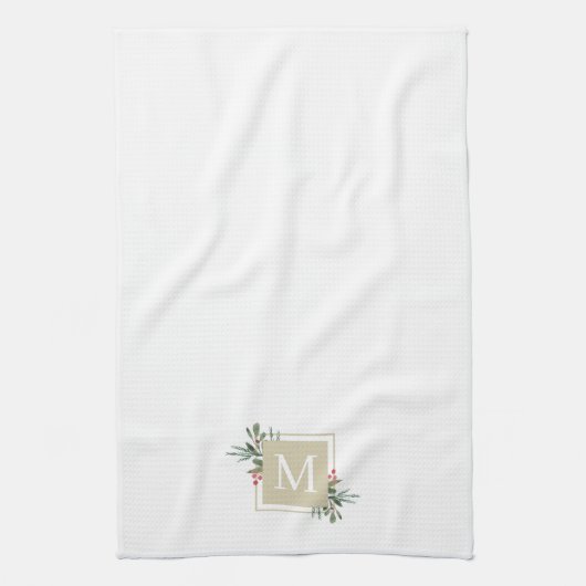 Weihnachtsbotanicals Monogram Geschirrtuch (Vertikal)
