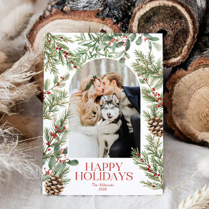 Weihnachtsbotanik Grünzeug Bogen Foto Feiertagskarte