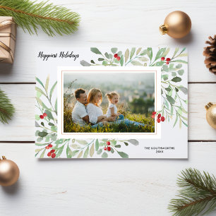Weihnachtsbotanik Rote Beeren Familienfoto-Collage Feiertagskarte