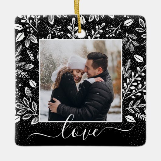 Weihnachtsbotanische Keramik Ornament (Vorderseite)