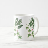 Weihnachtsbotanische Stechpalme u. Efeu-Tasse Kaffeetasse (VorderseiteRechts)