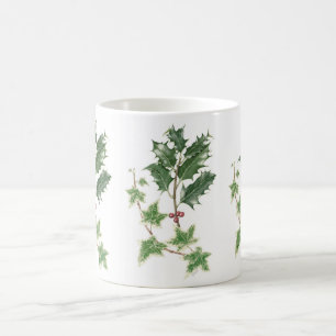 Weihnachtsbotanische Stechpalme u. Efeu-Tasse Kaffeetasse