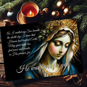 Weihnachtsbotschaft der gesegneten Mutter Feiertagskarte