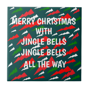 Weihnachtsbotschaft zum roten grünen Design Fliese