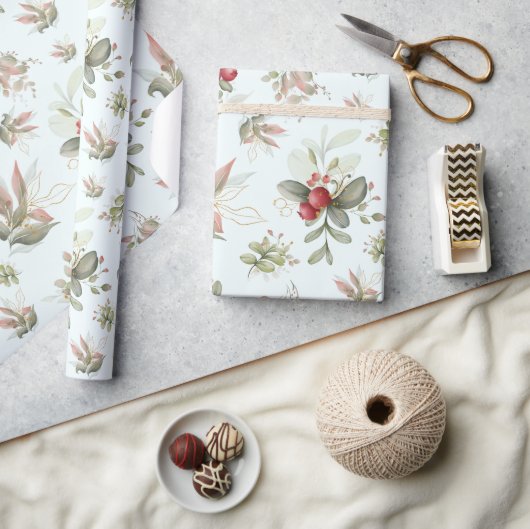 Weihnachtsbouquet mit Cranberry Geschenkpapier (Kunsthandwerk)