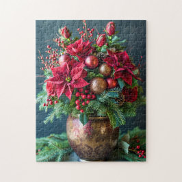 Weihnachtsbouquet mit Tanne und Weihnachtsstern Puzzle