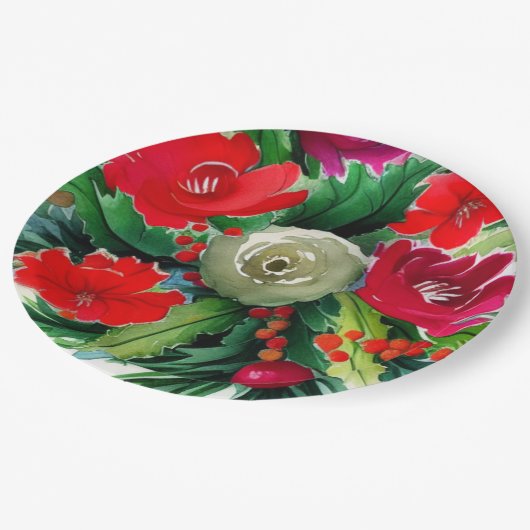 WeihnachtsBouquet Pappteller (Schrägansicht)