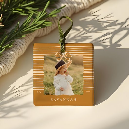 Weihnachtsbow Moderne Streifen Wavy Foto Keepake Keramikornament