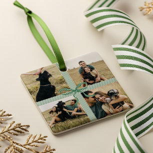 Weihnachtsbow präsentiert Foto Collage Keepake Keramikornament
