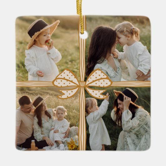 Weihnachtsbow präsentiert vier Collage Keepake Keramikornament (Vorderseite)