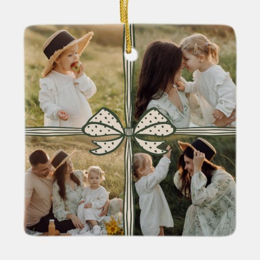 Weihnachtsbow präsentiert vier Collage Keepake Keramikornament (Vorderseite)