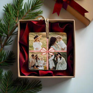 Weihnachtsbow präsentiert vier Collage Keepake Keramikornament