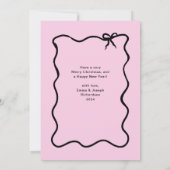 Weihnachtsbow | Schwarz-Rosa-Foto Feiertagskarte (Rückseite)