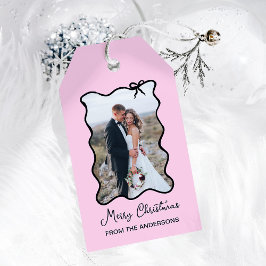 Weihnachtsbow | Schwarz-Rosa-Foto Geschenkanhänger