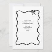 Weihnachtsbow | Schwarz-Weiß-Foto-Rahmen Feiertagskarte (Rückseite)