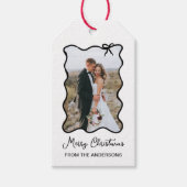 Weihnachtsbow | Schwarz-Weiß-Foto-Rahmen Geschenkanhänger (Vorderseite)