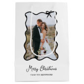 Weihnachtsbow | Schwarz-Weiß-Foto-Rahmen Mittlere Geschenktüte (Rückseite)