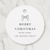 Weihnachtsbow Schwarz-Weiß-Personalisierter Urlaub Geschenkanhänger (Rückseite)