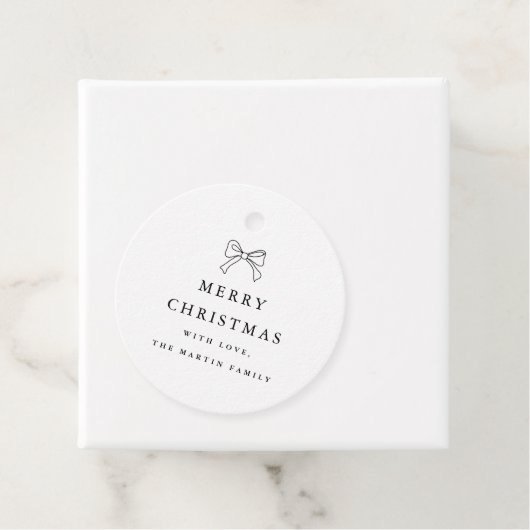 Weihnachtsbow Schwarz-Weiß-Personalisierter Urlaub Geschenkanhänger (Beispiel)