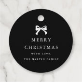 Weihnachtsbow Schwarz-Weiß-Personalisierter Urlaub Geschenkanhänger (Rückseite)