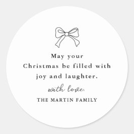 Weihnachtsbow Schwarz-Weiß-Personalisierter Urlaub Runder Aufkleber