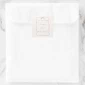 Weihnachtsbow-Square-Stickers Quadratischer Aufkleber (Tasche)