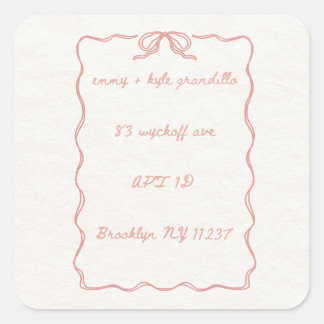 Weihnachtsbow-Square-Stickers Quadratischer Aufkleber