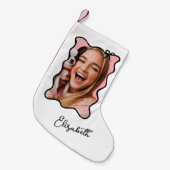 Weihnachtsbow | Wavy Black und White Foto Kleiner Weihnachtsstrumpf (Vorderansicht (hängend))