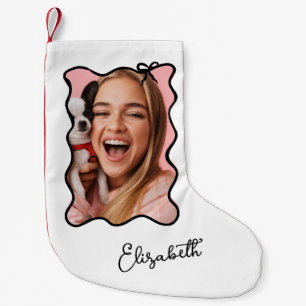 Weihnachtsbow   Wavy Black und White Foto Kleiner Weihnachtsstrumpf