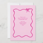 Weihnachtsbow | Wavy Pink Foto Frame Feiertagskarte (Rückseite)