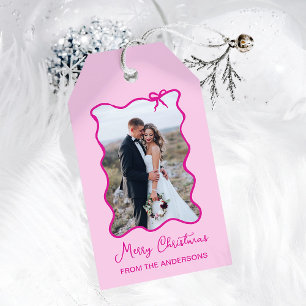 Weihnachtsbow Wavy Pink Foto Frame Geschenkanhänger