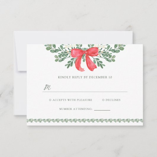 Weihnachtsbow | Whimsical Holiday Wedding RSVP Karte (Vorderseite)
