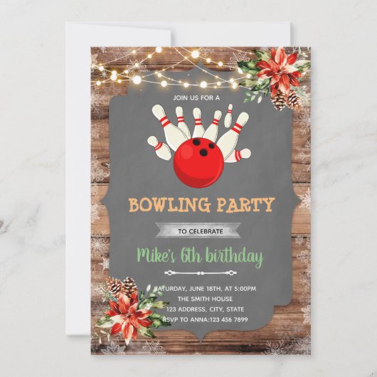 Weihnachtsbowlingparty Einladung (Vorderseite)