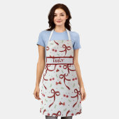 Weihnachtsbows All-over-Print-Schürze, Mittel Schürze (Getragen)