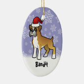Weihnachtsboxer (addieren Sie Ihren Haustiernamen) Keramik Ornament (Rechts)