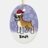 Weihnachtsboxer (addieren Sie Ihren Haustiernamen) Keramik Ornament (Hinten)