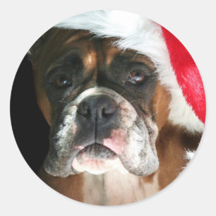 Weihnachtsboxer-Hundeaufkleber Runder Aufkleber