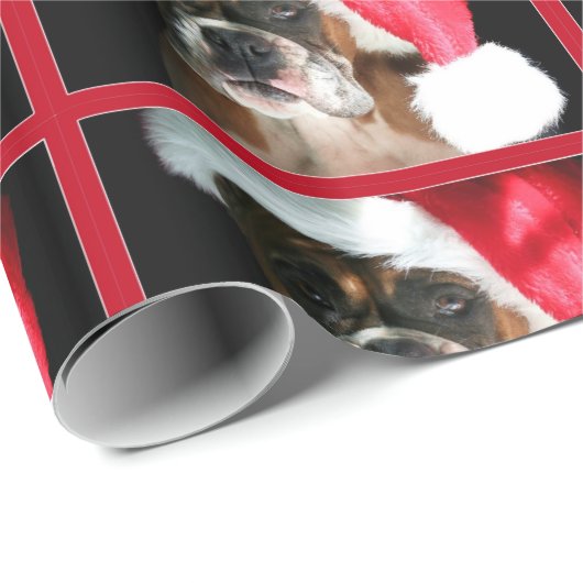Weihnachtsboxer-HundePackpapier Geschenkpapier (Rolleneckpunkt)