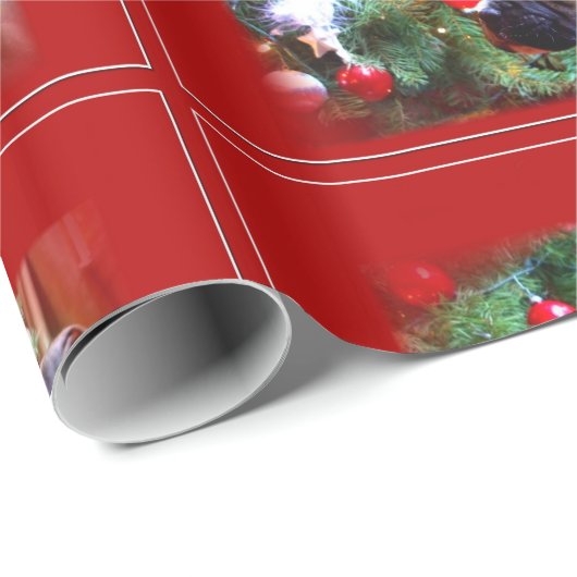 Weihnachtsboxer-Hundeschleife Geschenkpapier (Rolleneckpunkt)