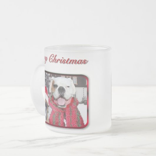 Weihnachtsboxer mattierte Tasse (Vorderseite Links)