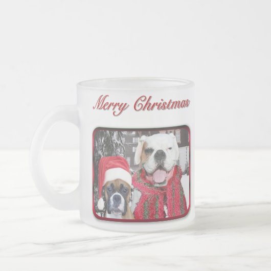 Weihnachtsboxer mattierte Tasse (Links)