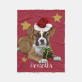 Weihnachtsboxer persoanlized HundeFleecedecke Fleecedecke (Vorderseite)