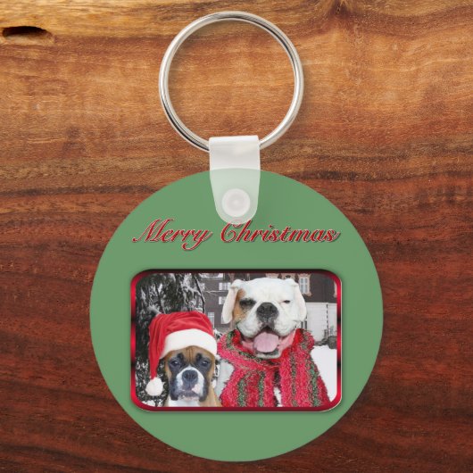 Weihnachtsboxer Schlüsselanhänger (Vorderseite)
