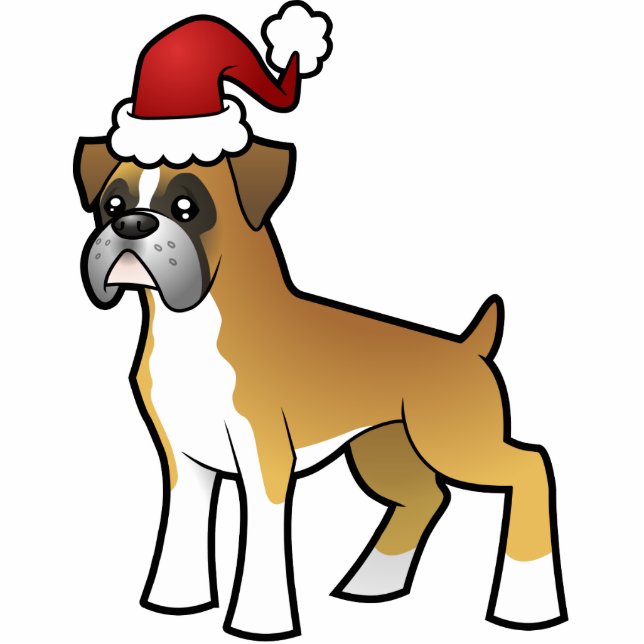Weihnachtsboxer-Verzierung Fotoskulptur Ornament (Vorne)