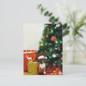 Weihnachtsboxer Welpe Feiertagspostkarte (Stehend Vorderseite)