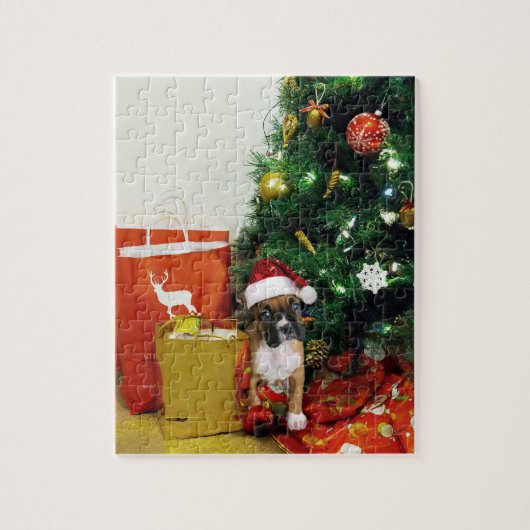 Weihnachtsboxer Welpe Puzzle (Vertikal)