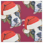 Weihnachtsboxerhundemuster Gewebe Stoff (Nahaufnahme)